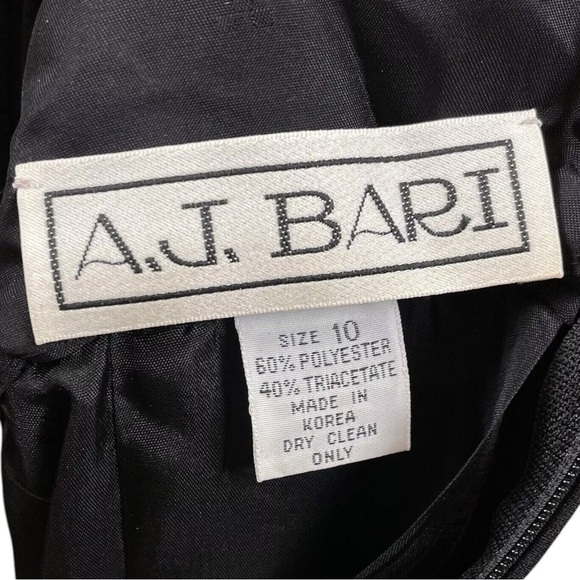 Vtg AJ Bari Sequined Floral Mod Sheer Mesh Cocktail Evening Dress Black Size 10 - Picture 8 of 9